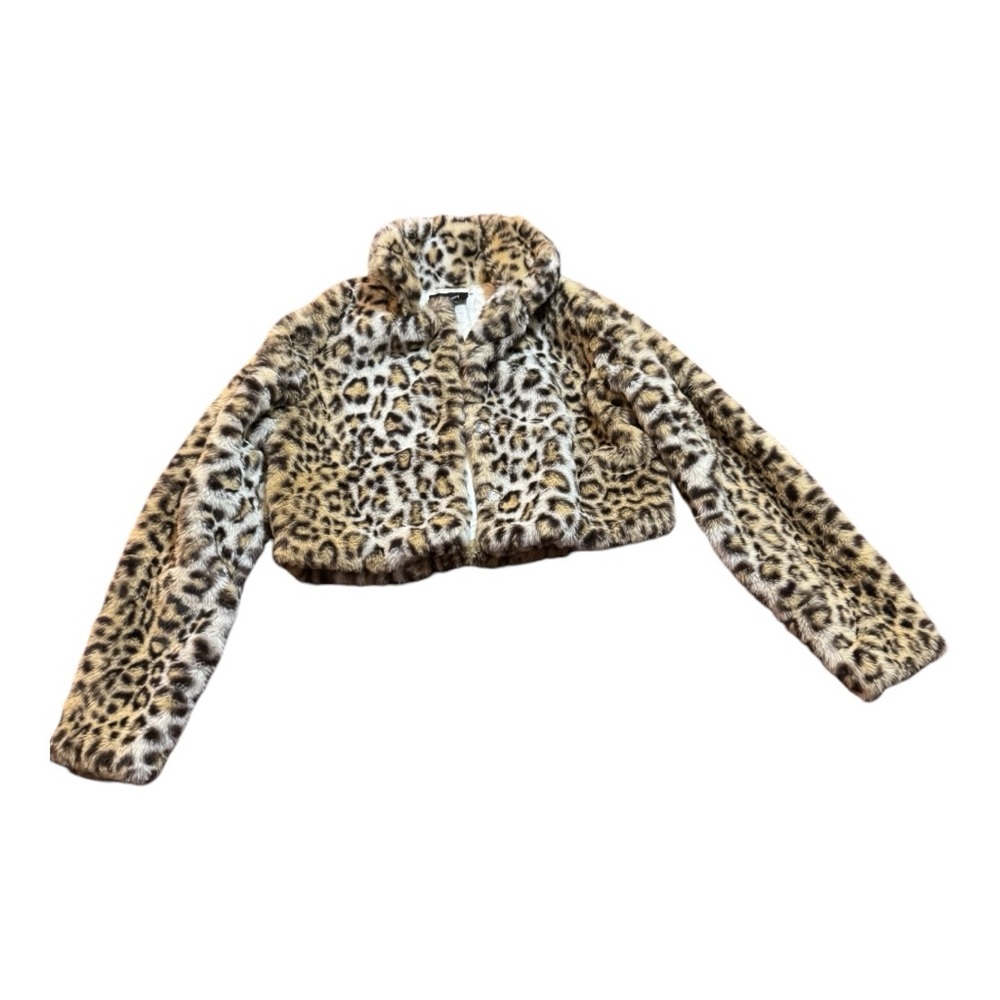 In girl long sleeve cropped faux fur jacket girls size large (14)